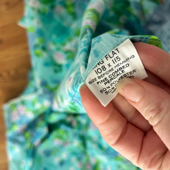 vintage Fieldcrest floral percale King flat sheet set 1960s or 1970s. - Picture 7 of 7